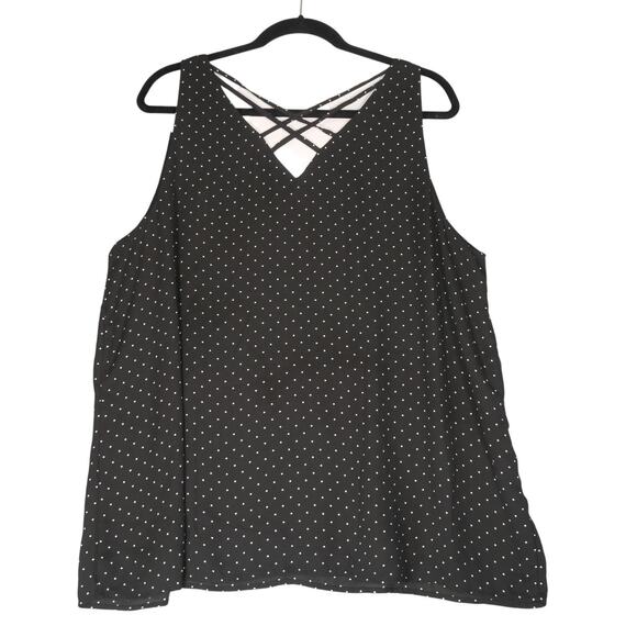 Maurices Tank Top Womens 2X Black White Polka Dot Sleeveless V Neck Lined - Picture 5 of 8